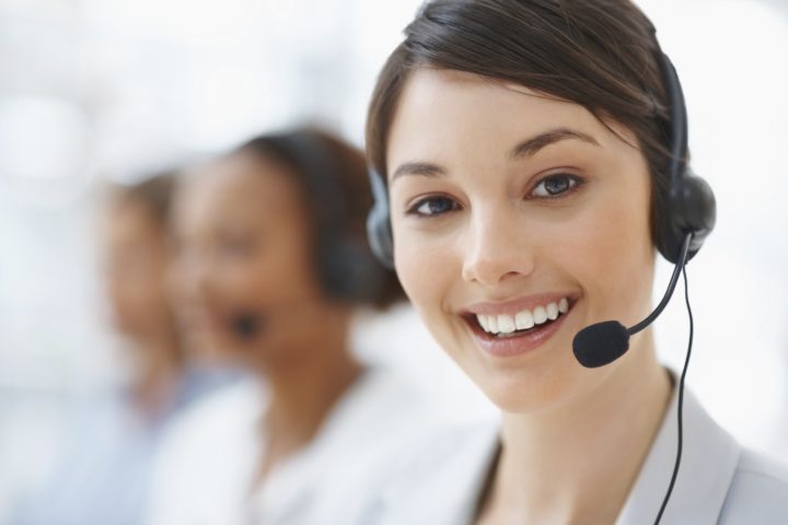 Cute business customer service woman smiling