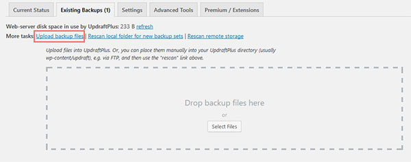 backup wordpress website restore