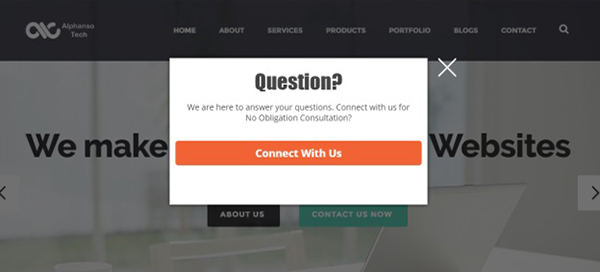 improve website conversion - alphansotech exit intent popup