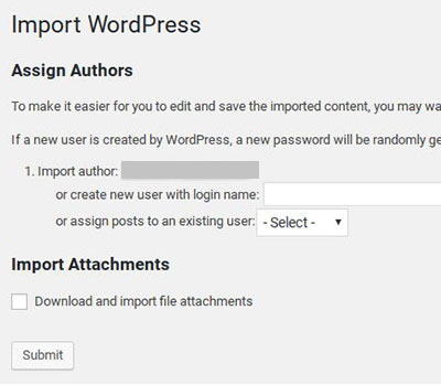 import wordpress